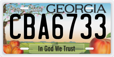 GA license plate CBA6733