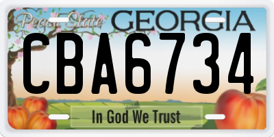 GA license plate CBA6734