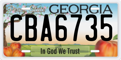 GA license plate CBA6735