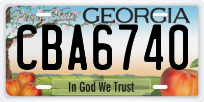 GA license plate CBA6740