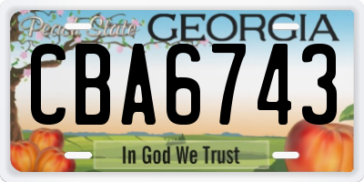 GA license plate CBA6743