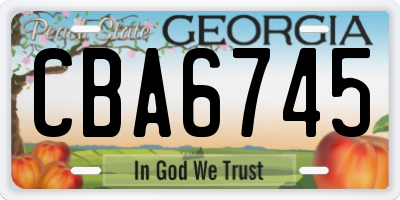 GA license plate CBA6745