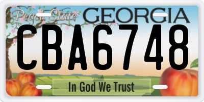 GA license plate CBA6748