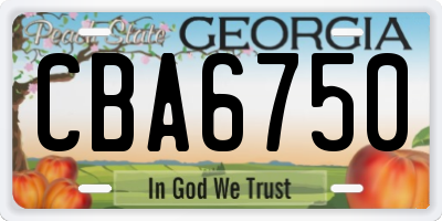 GA license plate CBA6750