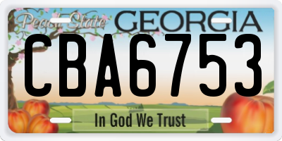 GA license plate CBA6753