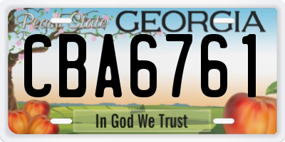 GA license plate CBA6761