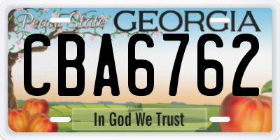 GA license plate CBA6762