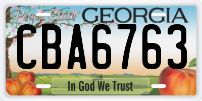 GA license plate CBA6763
