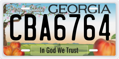 GA license plate CBA6764