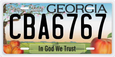 GA license plate CBA6767