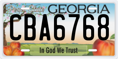 GA license plate CBA6768