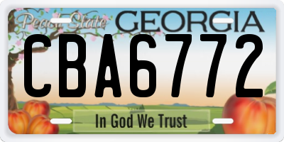 GA license plate CBA6772