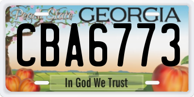 GA license plate CBA6773