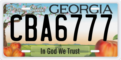 GA license plate CBA6777