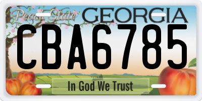 GA license plate CBA6785