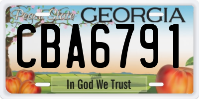 GA license plate CBA6791