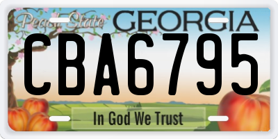 GA license plate CBA6795