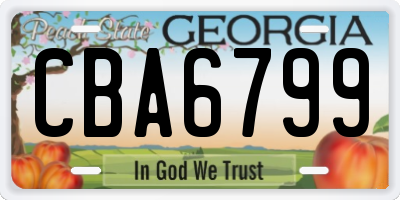 GA license plate CBA6799