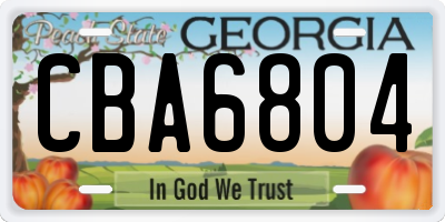 GA license plate CBA6804