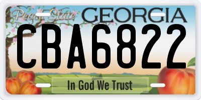 GA license plate CBA6822
