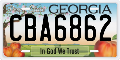 GA license plate CBA6862