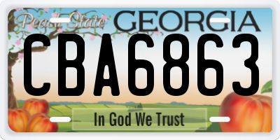 GA license plate CBA6863