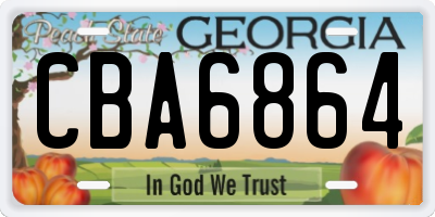 GA license plate CBA6864