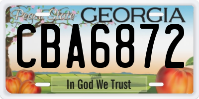 GA license plate CBA6872