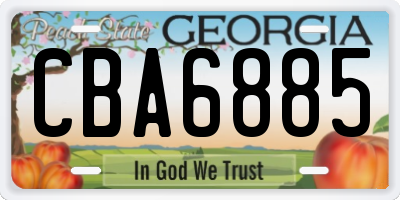 GA license plate CBA6885