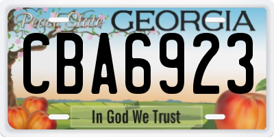 GA license plate CBA6923