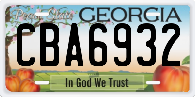 GA license plate CBA6932