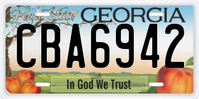 GA license plate CBA6942