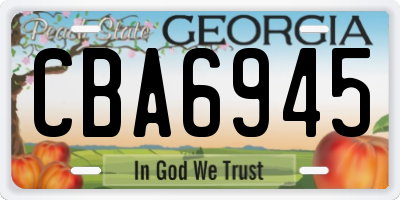 GA license plate CBA6945