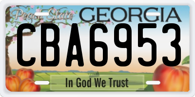 GA license plate CBA6953