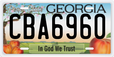GA license plate CBA6960