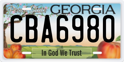 GA license plate CBA6980