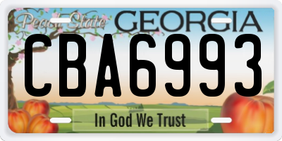 GA license plate CBA6993