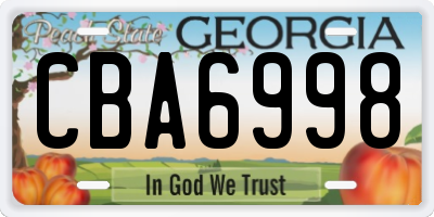 GA license plate CBA6998
