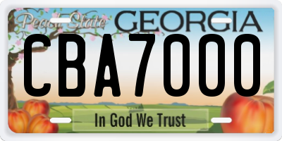 GA license plate CBA7000