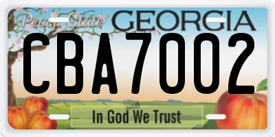 GA license plate CBA7002