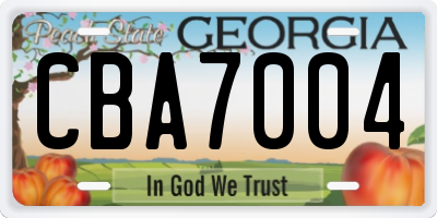 GA license plate CBA7004