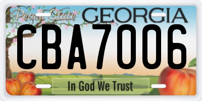 GA license plate CBA7006