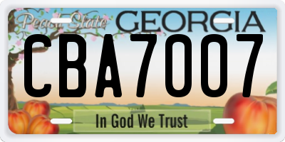 GA license plate CBA7007