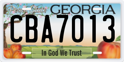 GA license plate CBA7013
