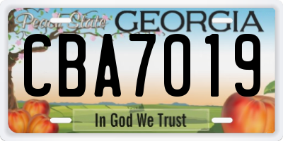 GA license plate CBA7019