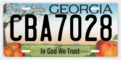 GA license plate CBA7028