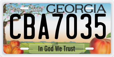 GA license plate CBA7035