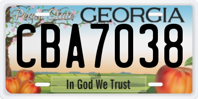 GA license plate CBA7038