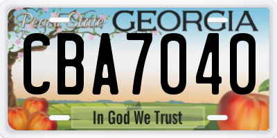 GA license plate CBA7040