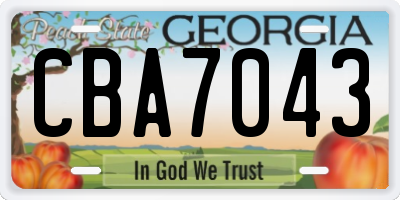 GA license plate CBA7043